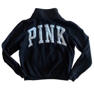 Y2K Victoria's Secret PINK Quarter Zip Sweatshirt Pullover Fleece Small